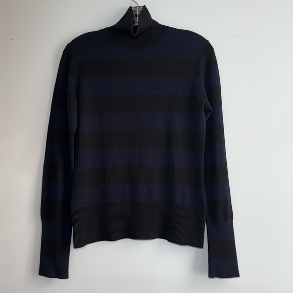 Rag & Bone Navy Black Striped Cashmere Wool Blend Mock Neck Turtleneck Sweater S - Picture 9 of 15
